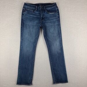 Outpost Makers Jeans Mens 32x30 Blue Slim Straight Dark Wash Denim